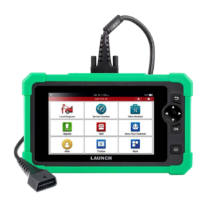 เครื่องสแกน LAUNCH CRP919 EV มุมด้านหน้าพร้อมสายเชื่อมต่อ